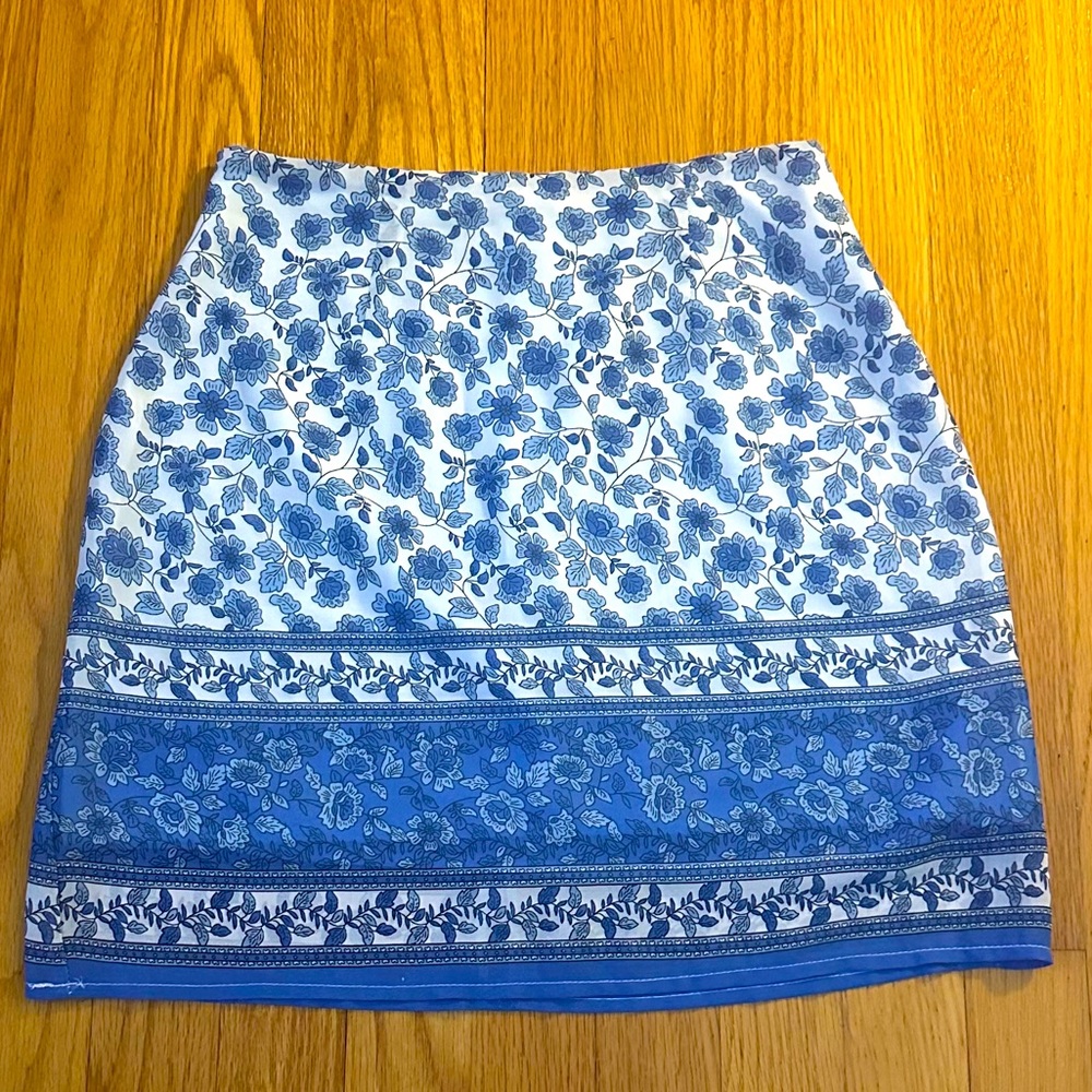 Floral Blue and White Skirt